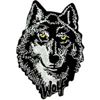 Patch ecusson brode loup thermocollant