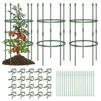 COSTWAY Lot de 3 Treillis Obélisque de Jardin, 2 Hauteur Réglable, Support Cage à Tomates 2 en 1 pour Plantes Grimpantes en Métal