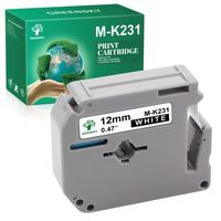 Ruban d'étiquette compatible MK231 M-K231 GREENSKY pour Brother - Noir sur Blanc - 12mm - Lot de 1