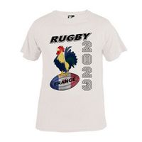 T-shirt enfant "RUGBY FRANCE 2023" | Tee shirt blanc coupe du monde de rugby 2023 de 3 A 12 ans