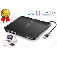 Lecteur graveur DVD externe - TD® - USB3.0 - Ultra-mince - Plug and Play - Noir