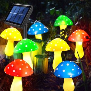 LAMPE DE JARDIN  Lot de 8 lampes solaires en forme de champignon - 