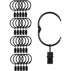 Fippy Lot 60 Anneaux Rideau Métal Argent Ø38mm Intérieur – Anneaux Avec Crochets Pour Tringles Rideaux, Douche, Lit – Solides & Antirouille