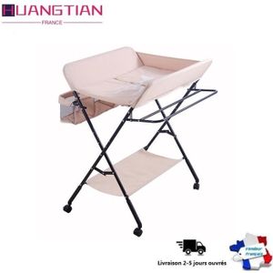 Table à Langer Chambre Bébé Réglable en Hauteur Table à Langer Pliable et Portable Noir 