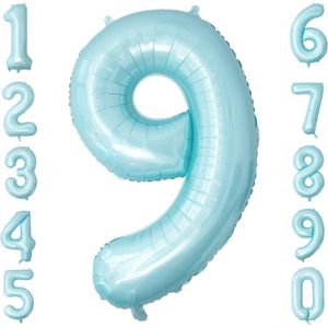 BALLON DÉCORATIF  Ballon Numéro 9 Bleu Perle 40 Pouces - Décoration 