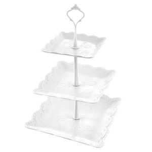 Presentoir A Gateaux Carre En Ceramique 2 3 Etages Ceramique Blanc