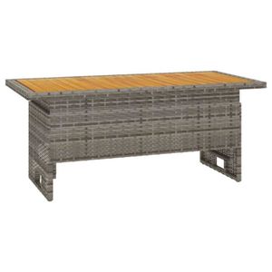 TABLE DE JARDIN  DUOKON - Table de jardin gris 100x50x43/63 cm acacia et résine tressée