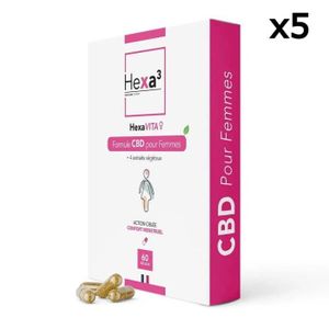 PARAPHARMACIE ZEN 60 Gélules CBD Confort Menstruel HexaVITA 1500mg, sans THC 5 boîtes