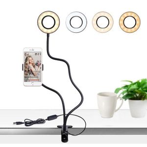 Support de téléphone portable LED Lampe de bureau Touch Control Selfie Ring  Light Chat vidéo avec support de microphone pour flux en direct, support d