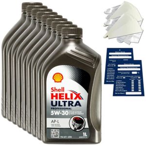 HUILE MOTEUR 9 litres d'huile moteur Shell Helix Ultra Prof. AP-L 5W30 550040602 ACEA C2 SET