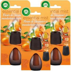Air Wick - Désodorisant électrique portable Essential Mist + Recharge -  Souffle d'agrumes énergisant