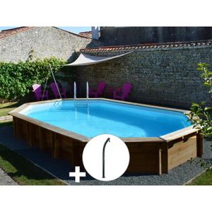 PISCINE Kit piscine bois Sunbay Safran 6,37 x 4,12 x 1,33 m + Douche