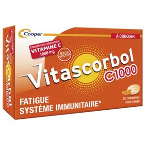 COMPLEMENTS ALIMENTAIRES - VITALITE Vitascorbol C1000 à Croquer - Complément Alimentaire Vitamine C - 20 Comprimés
