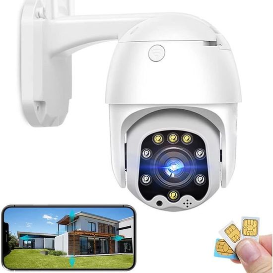4G SIM Carte Caméra de Surveillance Extérieure CamHi Full HD 2MP PTZ Caméra IP Dome,Audio Bidirectionnel,étanche IP66,Vision  715