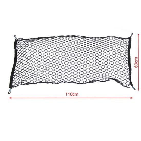 Filet De Rangement Pour Coffre Voiture 110x60 Cm - Nylon élastique, Avec Crochets Et Vis, Universel | Organisateur Bagages