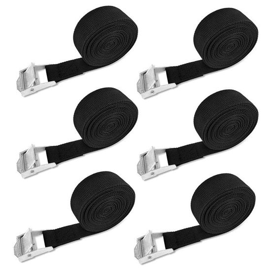 Sangles Titan élastiques Avec Boucle Acier Inox - Pour Bagages, Fret, Rangement - Longueur ~45 Cm, Noires