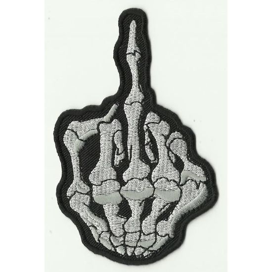 Patch Thermocollant Fuck – Insigne Doigt D'honneur, 8 X 6,5 Cm, 100% Polyester