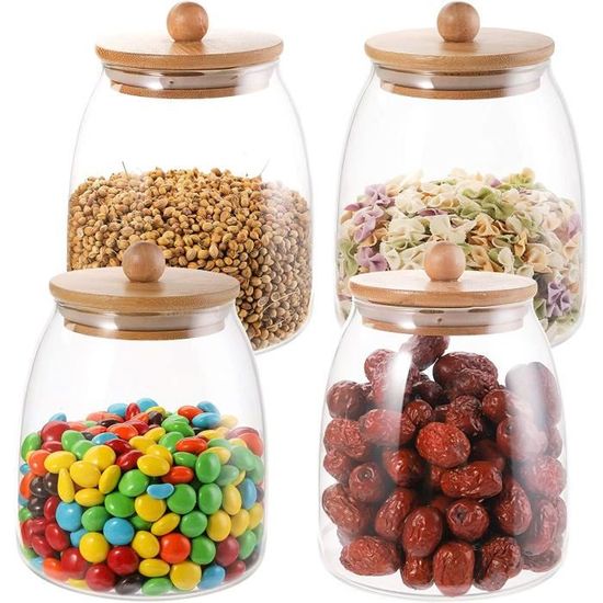 Kezidhp Lot De 4 Bocaux En Verre Hermétiques 540 Ml Avec Couvercle