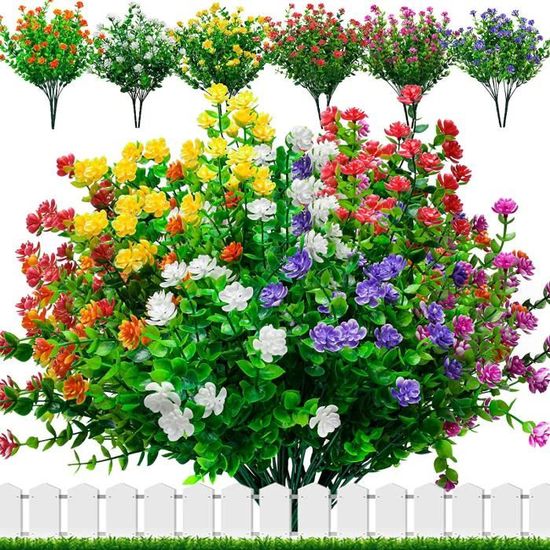 9 Bouquets Fleurs Artificielles Deco, 3 Types UV Résistant Bouquet En