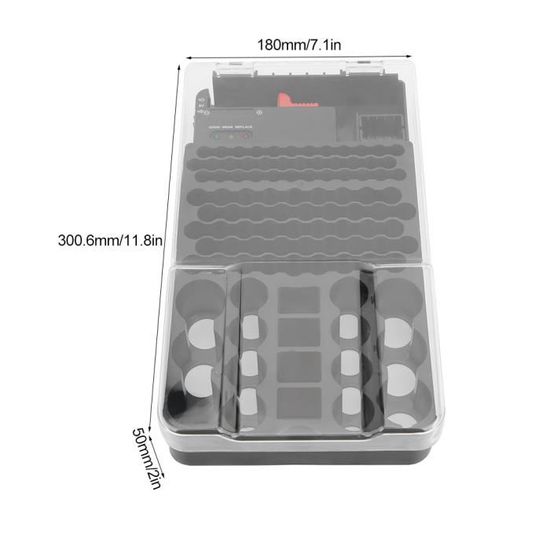 Boîte Rangement Piles 104 Compartiments - Avec Testeur De Batterie, Transparente, ABS, Organise AAA/AA/C/D/9V