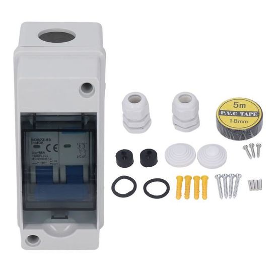 Disjoncteur Solaire DC 2P 16A 1000V - IP65 Étanche, Avec Câbles, Pour Installation Photovoltaïque