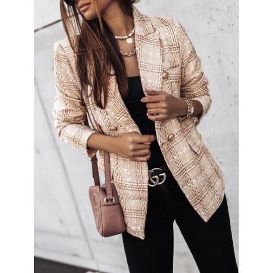 Femme Élégant Blazer à Manches Longues Slim Fit OL Bureau