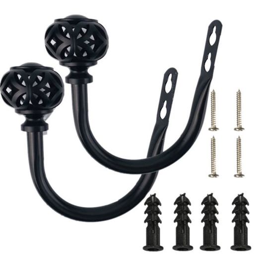 Embrasses De Rideaux Murales En Métal - Crochet Support Rideau, Finition Noire, 6 Pouces (lot De 1)