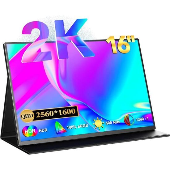 Écran Portable UPERFECT 16 Pouces 2K 144Hz - Moniteur Mobile IPS Pour PC, Mac, Switch, PS5 - Compatible VESA - 7
