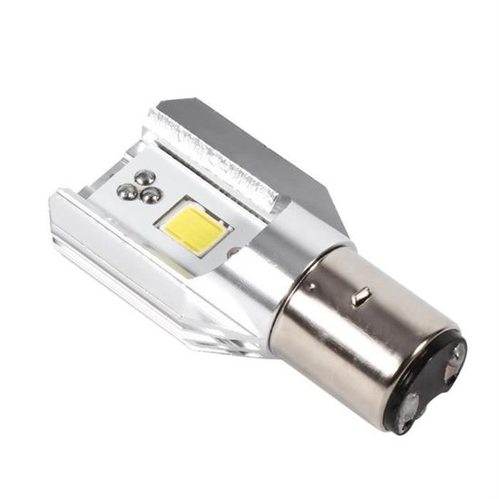 Phare LED Moto H6/BA20D 25W 6000K - 4 Modes (blanc/jaune/rouge/bleu) | Compatible 12V-80V, étanche IP68