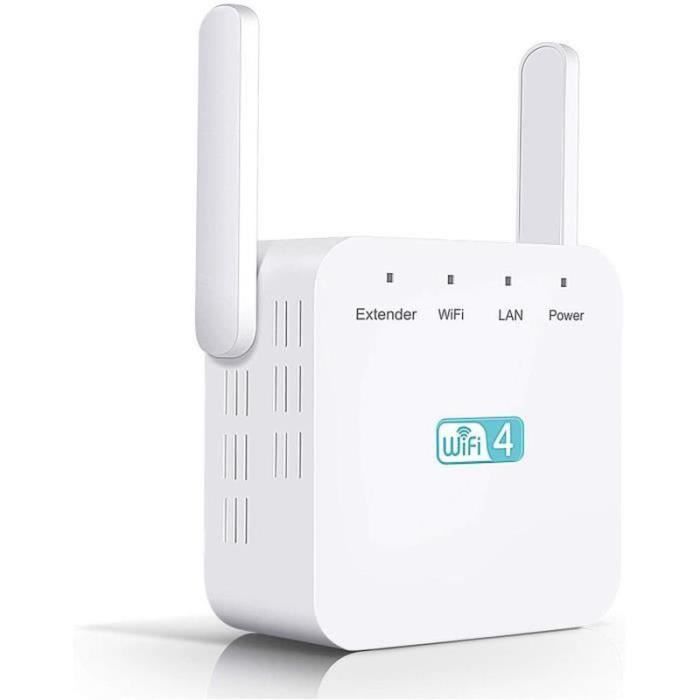 Repeteur Wifi 6 Amplifiateur Wifi Répéteur WiFi 300Mbps - 4 Antennes - 300m² Couverture - 2 Ports LAN - Installation Facile Amplificateur Wifi