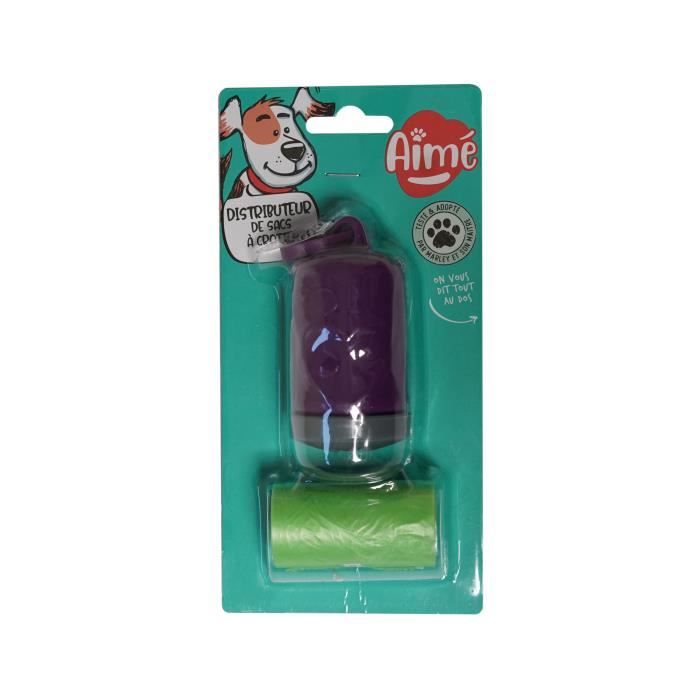 AIME Distributeur + 2 rouleaux de 15 sacs à crottes Clean and Fresh - Pour chien