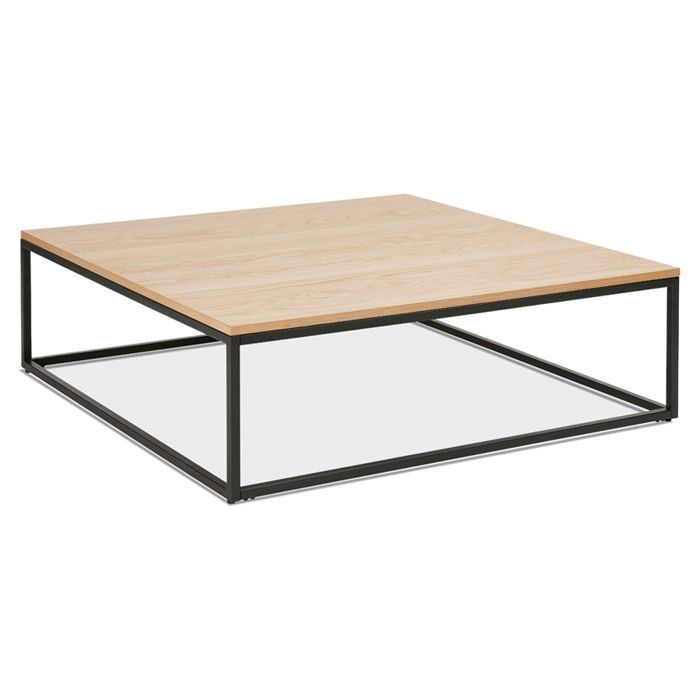 Grande table basse style industriel 'TRIBECA' en bois finition naturelle et métal noir