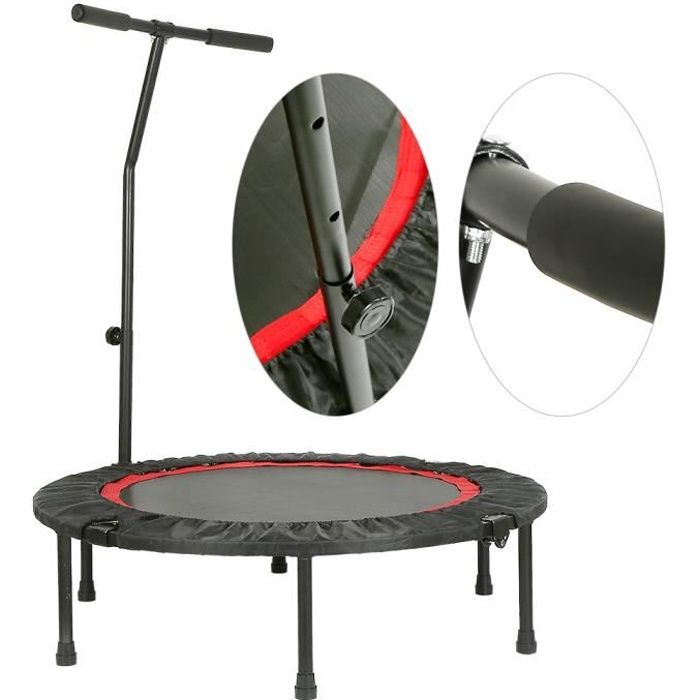 Trampoline Fitness Gymnastique Coussinet Ø 102cm Antidérapant pliage Portable avec 1 accoudoir réglable et angle