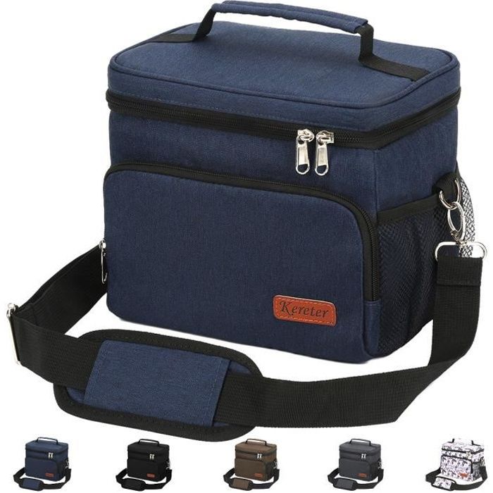 Sac Isotherme, sac repas portable réutilisable , sacoche homme,lunch box , bandoulière ajustable, glaciere souple isotherme -Bleu