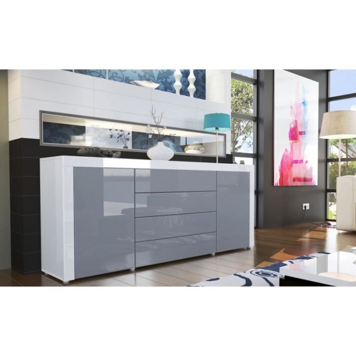 Buffet design laqué blanc / gris