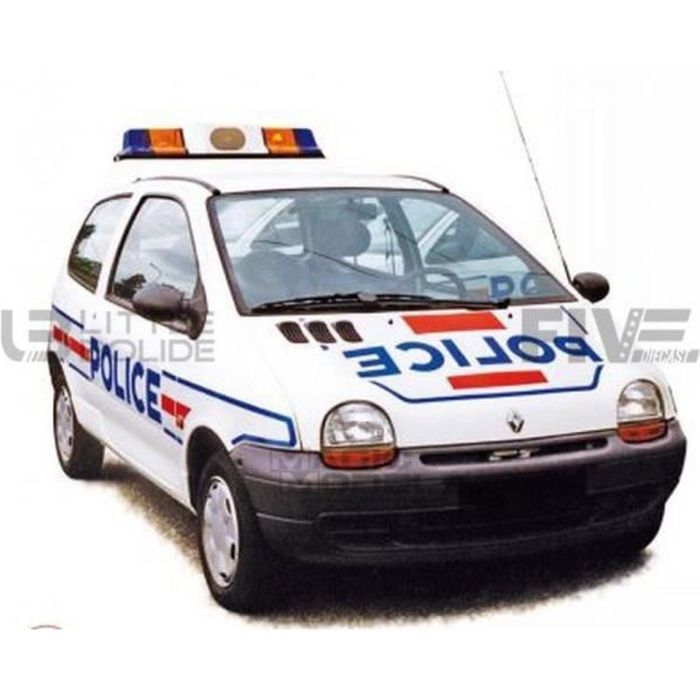 Voiture Miniature de Collection - NOREV 1/18 - RENAULT Twingo - Police 1995 - White / Blue / Red - 185296