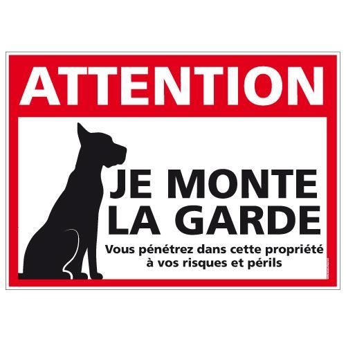 Panneau de signalisation ATTENTION JE MONTE LA GARDE - Dimensions 300x210 mm- PVC 1,5mm - Adhésif au dos