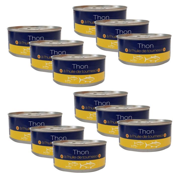 Lot 12x Thon entier à l'huile de tournesol - boîte de 160g