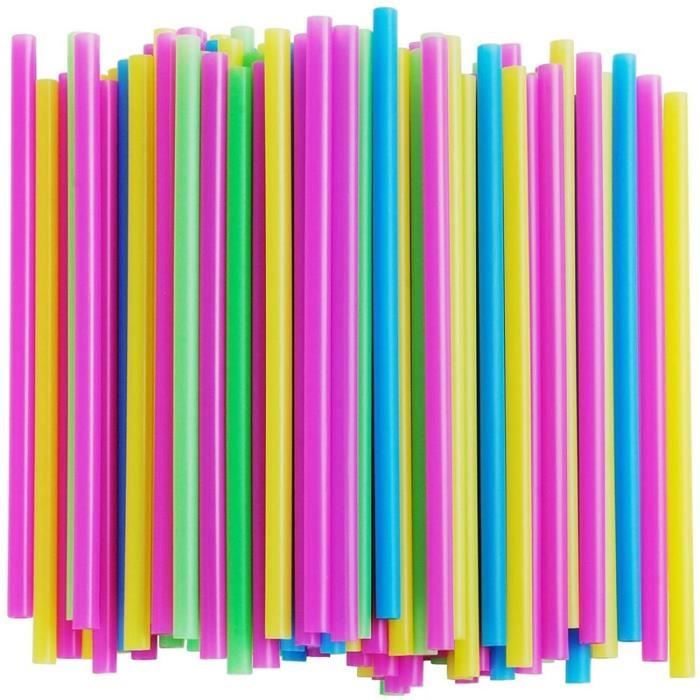 Multi Color -Pailles en plastique PP multicolores jetables, diamètre 12mm, Jumbo, pour Smoothie, bulle, thé, pour boire, accessoires