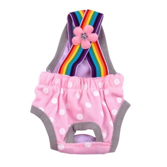 Culotte Hygiénique,Culotte en coton pour animaux De compagnie,Culotte pour chiens,pantalon physiologique arc en - Type Rose-S