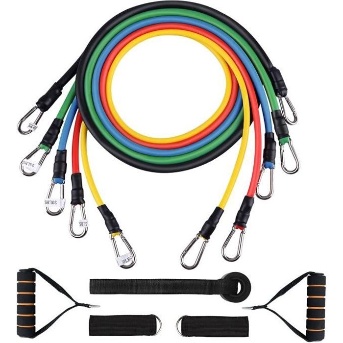 EVOLAND Multifunctional Rally, jeu de 11 bandes de résistance, musculation, Pilates, squat, bande élastique de fitness
