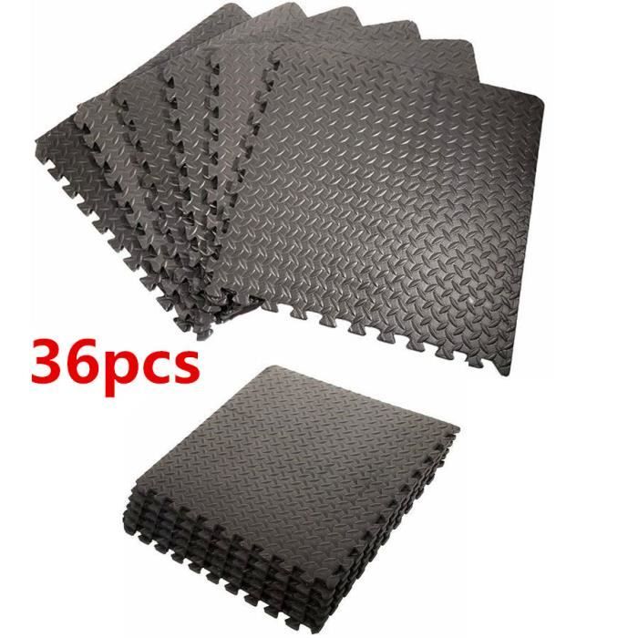 YIS Tapis de Protection de Sol Multifonctionnel - Mousse EVA Antichoc Antidérapante - 36 Dalles Tapis de Sol Puzzle (Noir)