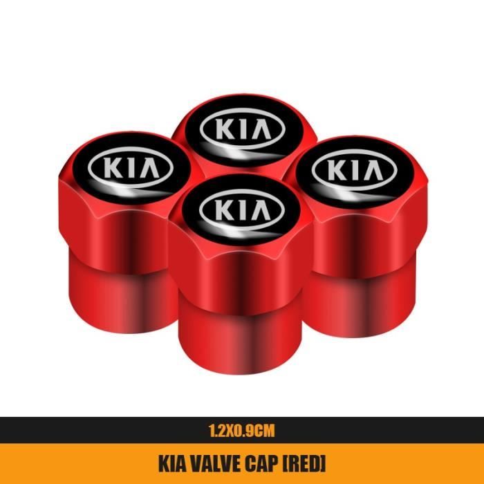 Accessoire pneu,Couvercle de tige de Valve de roue de voiture en métal, 4 pièces, pour KIA Ceed Sportage Rio Picanto - Type B Red