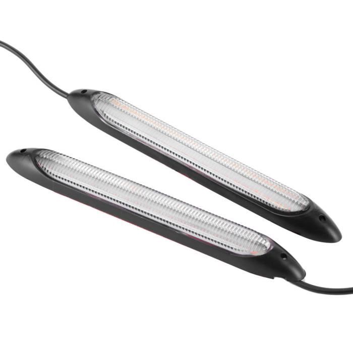 Tbest Accessoire de voiture modifié Paire de Bande de Feu de Circulation Diurne LED Clignotant Couleur de Lumière Jaune Blanche