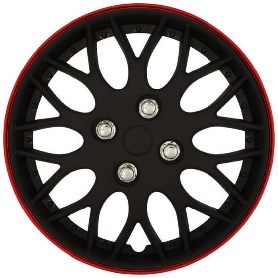 AutoStyle enjoliveurs Missouri 13 pouces ABS mat noir / rouge lot de 4