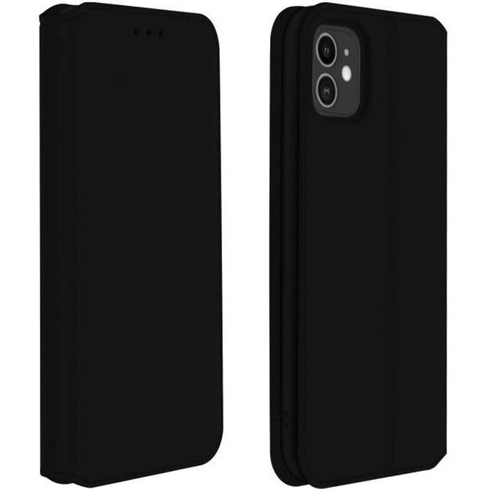 Housse iPhone 11 Étui Folio Portefeuille Fonction Support noir