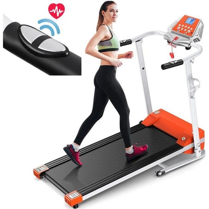 BESPORTBLE Tapis de Course 10km - Tapis Roulant Pliable Motorisé - Charge maximale 100kg - Orange