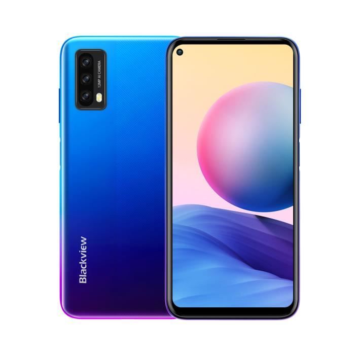 Smartphone Blackview 6,39 Pouces A90 4Go + 64Go 4280mAh Android 11 Helio P60 Téléphone Portable 2 Nano SIM - Bleu