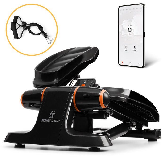 CAPITAL SPORTS Galaxy Step Mini stepper cardio avec 2 cordes de musculation , application FitShow , écran LCD , charge 120kg -