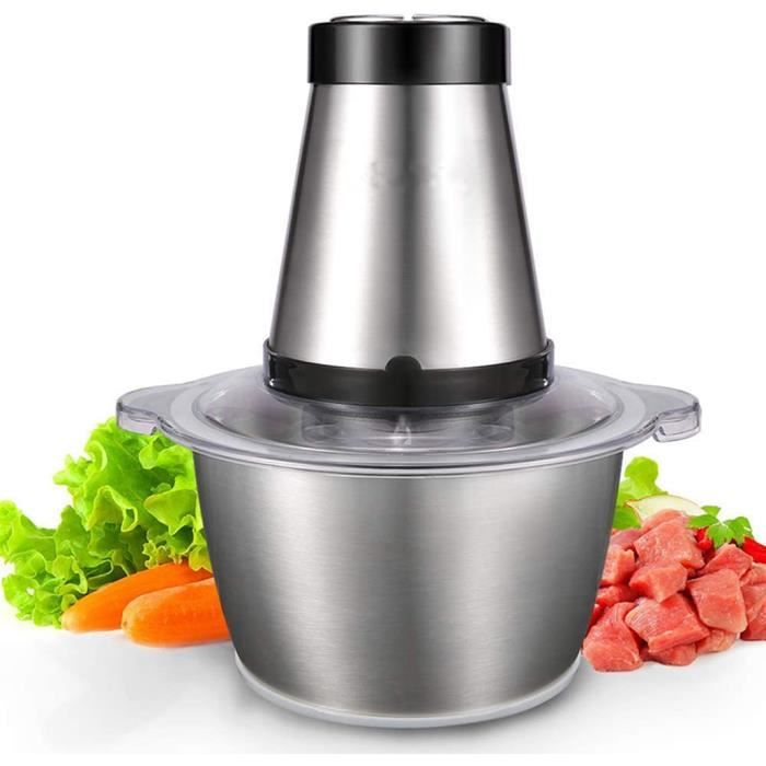Hachoir Électrique 500w Avec 2 Niveaux de Vitesse et 4 Lames en Inox, Multifonctionnel Hachoir à Viande Viande Capacité de 2.0 L